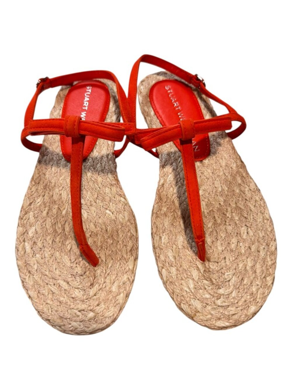 Stuart Weitzman Red Leather Bow Espadrille Sandals NWT 7.5